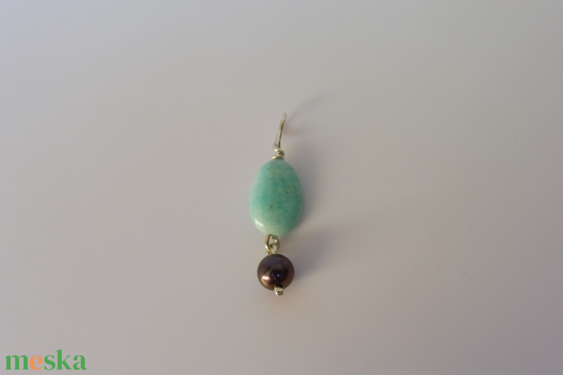 ezüstmedál fekete gyönggyel és amazonittal - ékszer - nyaklánc - medál - Meska.hu