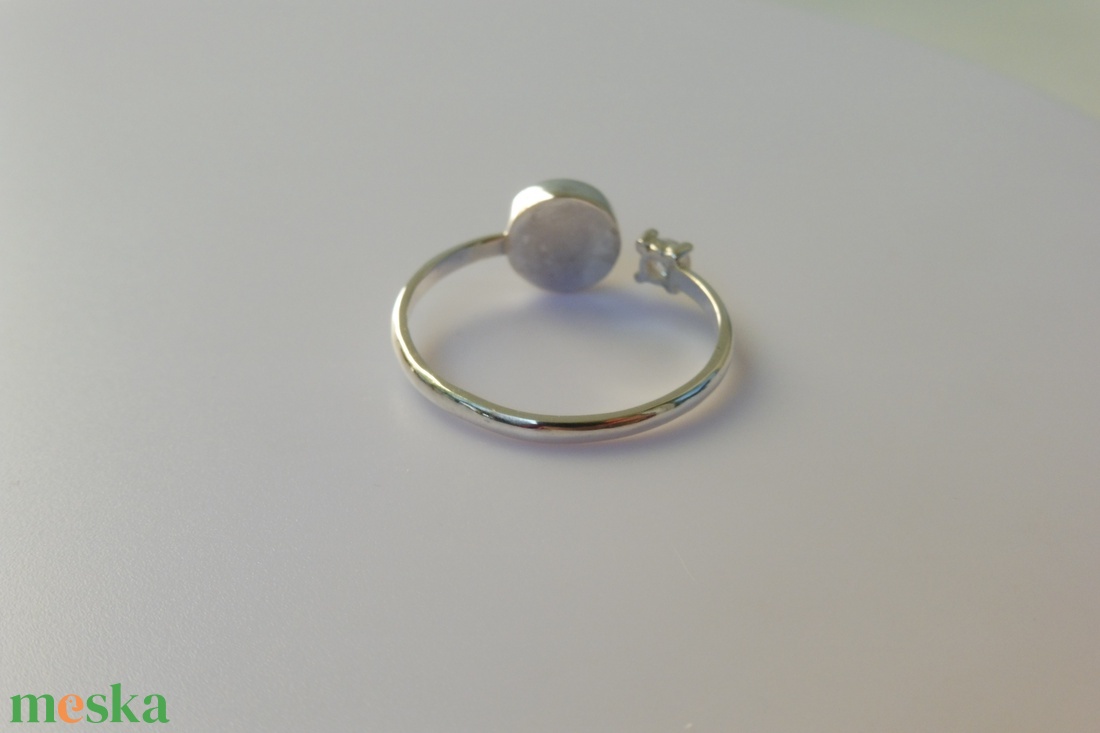 gyöngyös-cirkóniás nyitott ezüstgyűrű - ékszer - gyűrű - gyöngyös gyűrű - Meska.hu