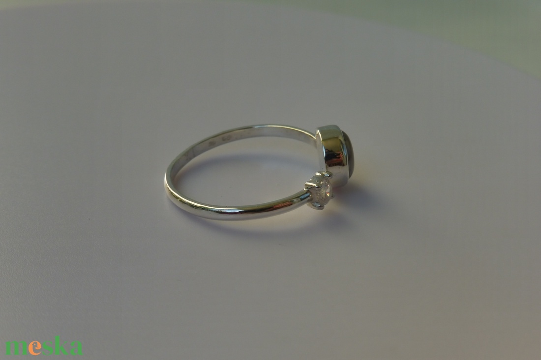 gyöngyös-cirkóniás nyitott ezüstgyűrű - ékszer - gyűrű - gyöngyös gyűrű - Meska.hu