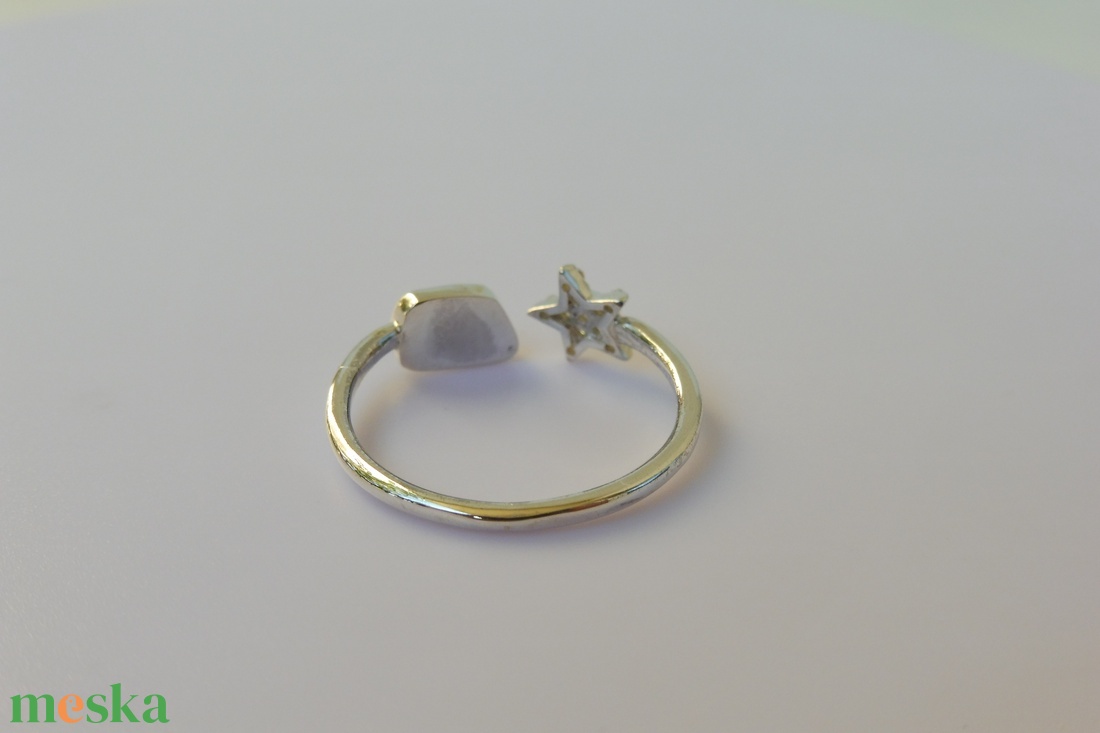 turmalinos-cirkóniás nyitott ezüstgyűrű - ékszer - gyűrű - gyöngyös gyűrű - Meska.hu