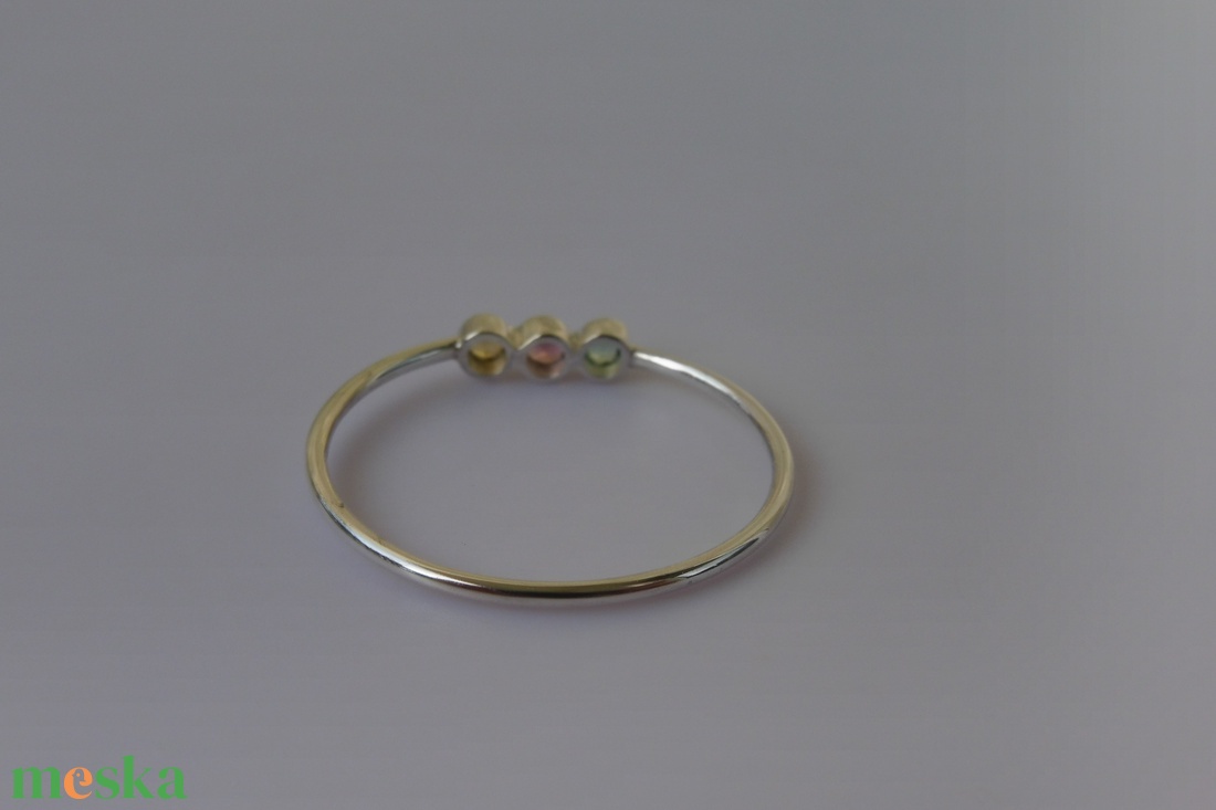 zöld-rózsaszín-sárga turmalinos ezüstgyűrű ombodibori részére - ékszer - gyűrű - többköves gyűrű - Meska.hu