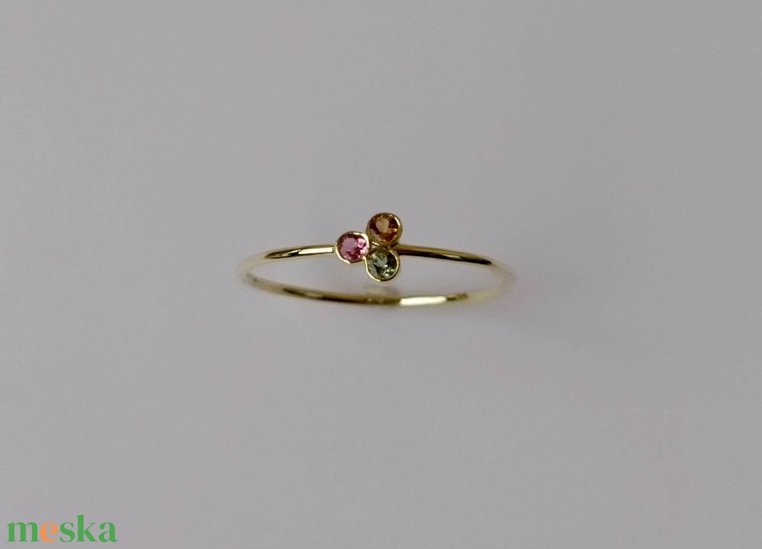 Ildikó834250 részére: zöld-rózsaszín-narancssárga turmalinos sárgaarany gyűrű  - ékszer - gyűrű - többköves gyűrű - Meska.hu