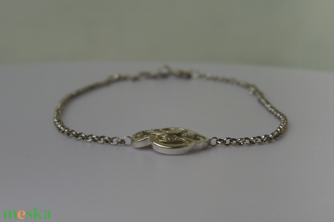 ezüst karkötő köves rózsával - ékszer - karkötő - karkötő medállal - Meska.hu