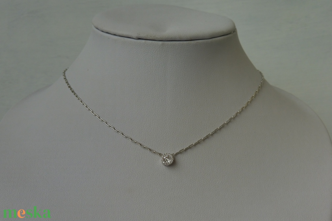 cirkóniás csúszómedálos ezüstlánc - ékszer - nyaklánc - medálos nyaklánc - Meska.hu