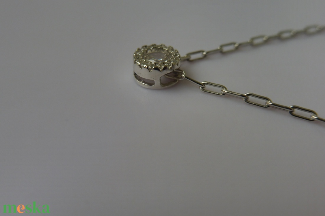 cirkóniás csúszómedálos ezüstlánc - ékszer - nyaklánc - medálos nyaklánc - Meska.hu