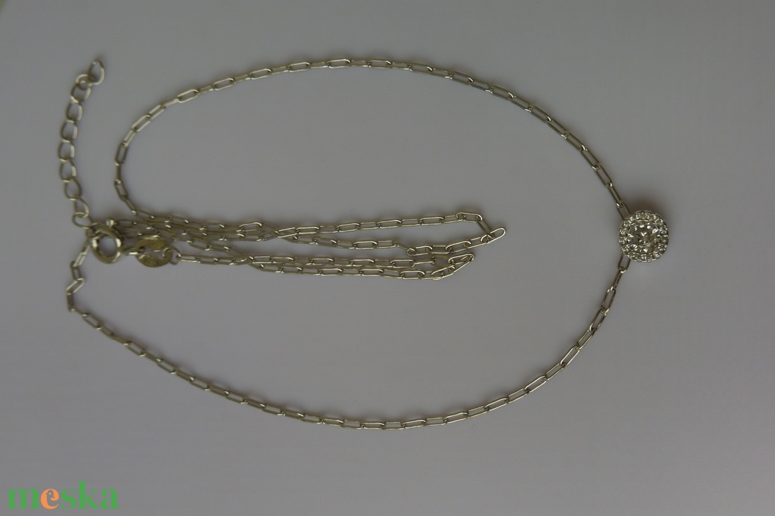 cirkóniás csúszómedálos ezüstlánc - ékszer - nyaklánc - medálos nyaklánc - Meska.hu