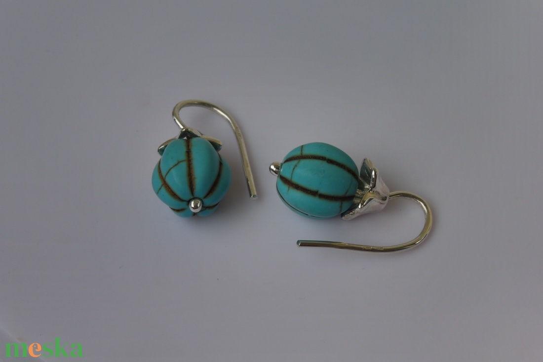 türkenites ezüst fülbevaló    - ékszer - fülbevaló - lógó fülbevaló - Meska.hu