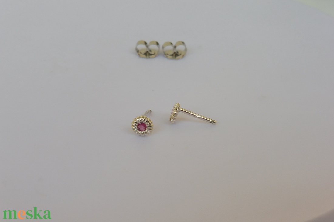 ezüst fülbevaló rózsaszín turmalinnal - ékszer - fülbevaló - pötty fülbevaló - Meska.hu