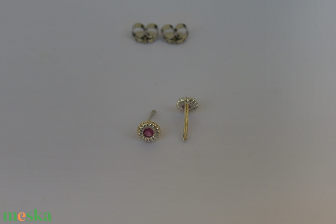 ezüst fülbevaló rózsaszín turmalinnal - ékszer - fülbevaló - pötty fülbevaló - Meska.hu