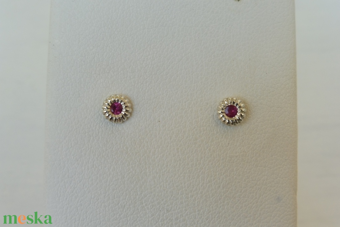 ezüst fülbevaló rózsaszín turmalinnal - ékszer - fülbevaló - pötty fülbevaló - Meska.hu