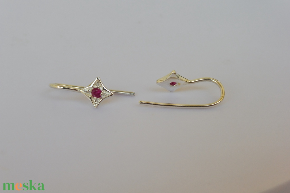 pink zafíros csillag fülbevaló ezüstből - ékszer - fülbevaló - lógó fülbevaló - Meska.hu