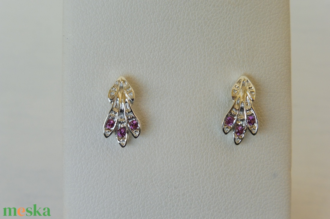 rodolit gránátos ezüst fülbevaló - ékszer - fülbevaló - pötty fülbevaló - Meska.hu