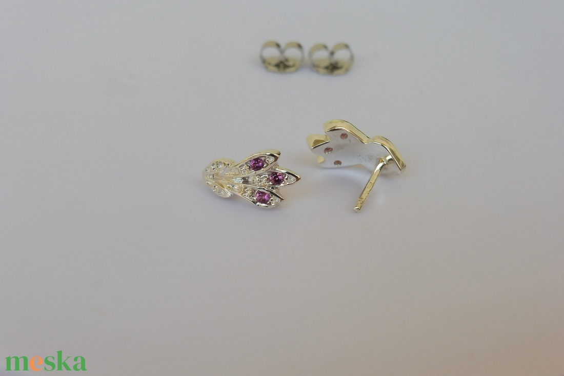 rodolit gránátos ezüst fülbevaló - ékszer - fülbevaló - pötty fülbevaló - Meska.hu