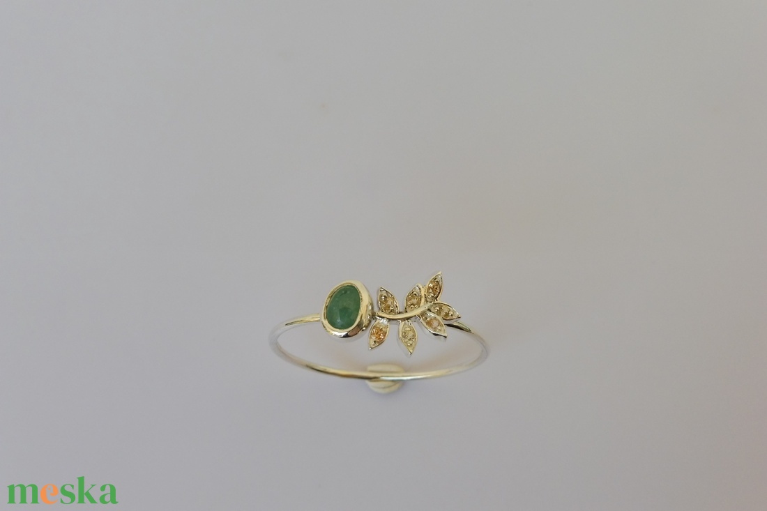 smaragdos sárga zafíros ezüstgyűrű  - ékszer - gyűrű - fonódó gyűrű - Meska.hu
