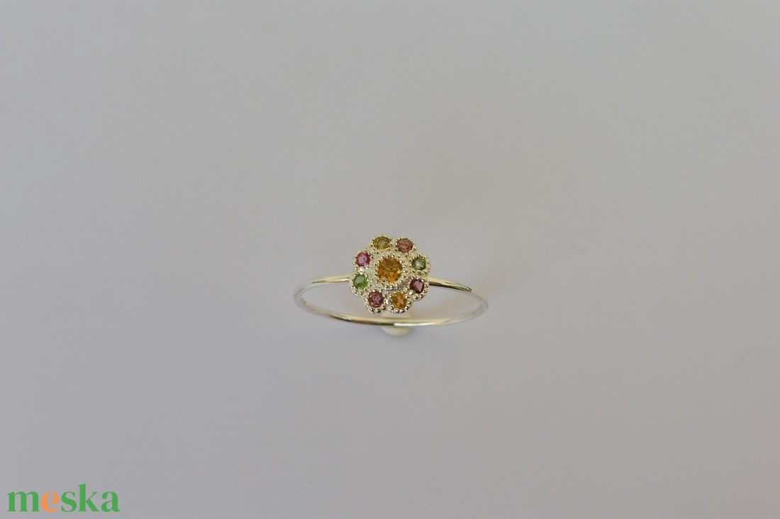 sokszínű turmalinos ezüstgyűrű  - ékszer - gyűrű - többköves gyűrű - Meska.hu