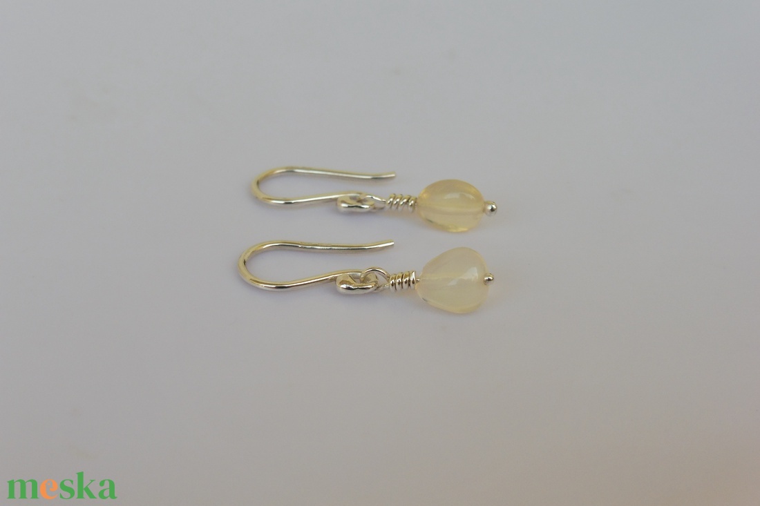 opálos ezüst fülbevaló - ékszer - fülbevaló - lógó fülbevaló - Meska.hu