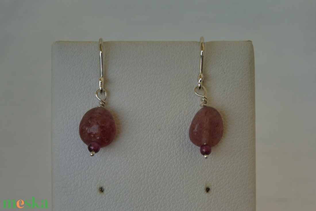 eperkvarcos - gránátos ezüst fülbevaló - ékszer - fülbevaló - lógó fülbevaló - Meska.hu