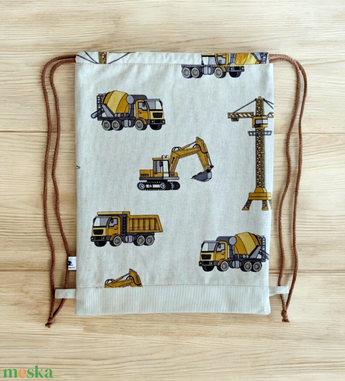 Gymbag hátizsák, ovis tornazsák, Dübörögnek a Munkagépek  ovoda,iskola, játszótér,kirándulás - táska & tok - hátizsák - tornazsák, gymbag - Meska.hu