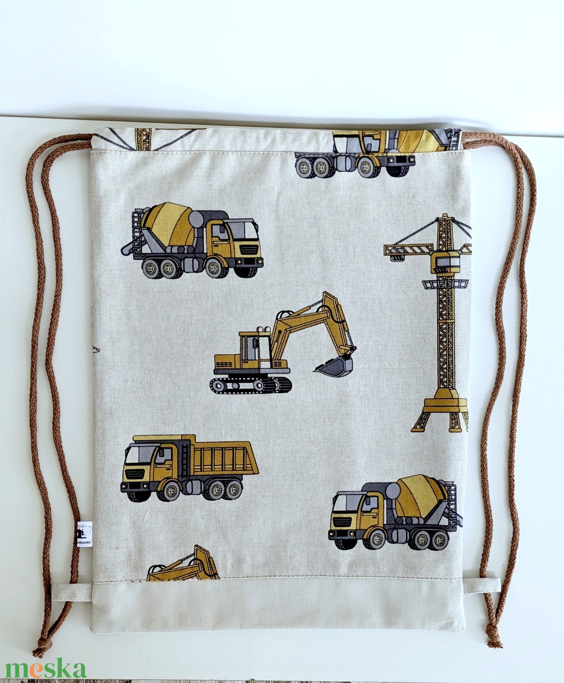 Gymbag hátizsák, ovis tornazsák, Dübörögnek a Munkagépek  ovoda,iskola, játszótér,kirándulás - táska & tok - hátizsák - tornazsák, gymbag - Meska.hu