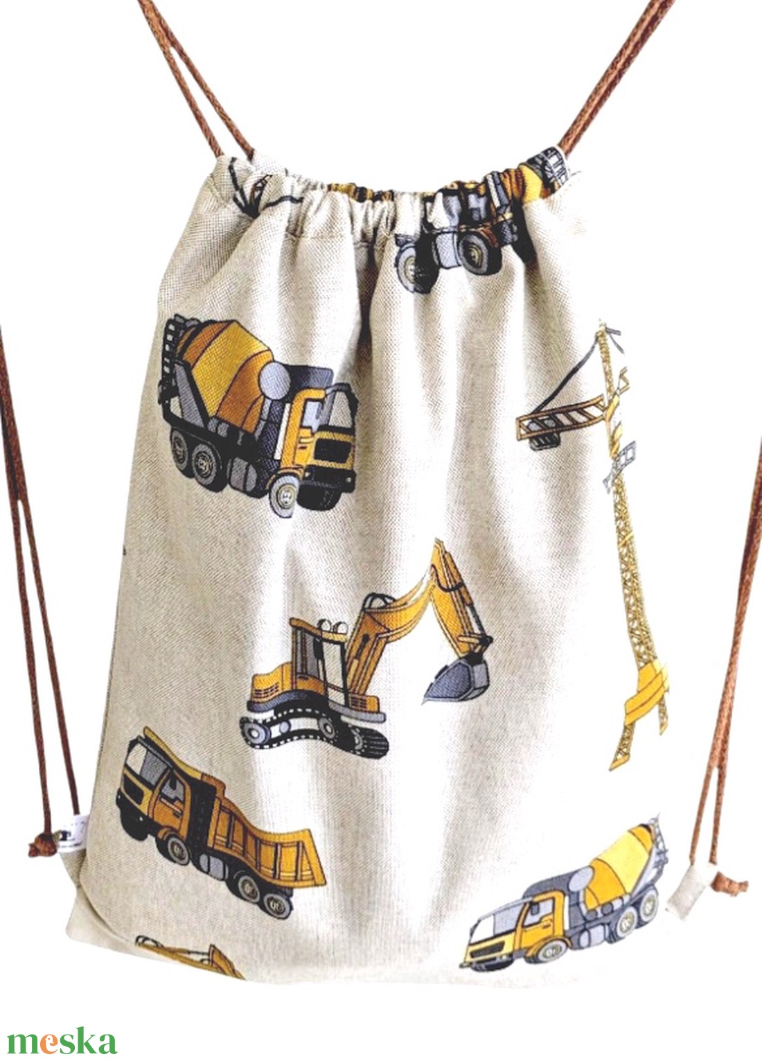 Gymbag hátizsák, ovis tornazsák, Dübörögnek a Munkagépek  ovoda,iskola, játszótér,kirándulás - táska & tok - hátizsák - tornazsák, gymbag - Meska.hu