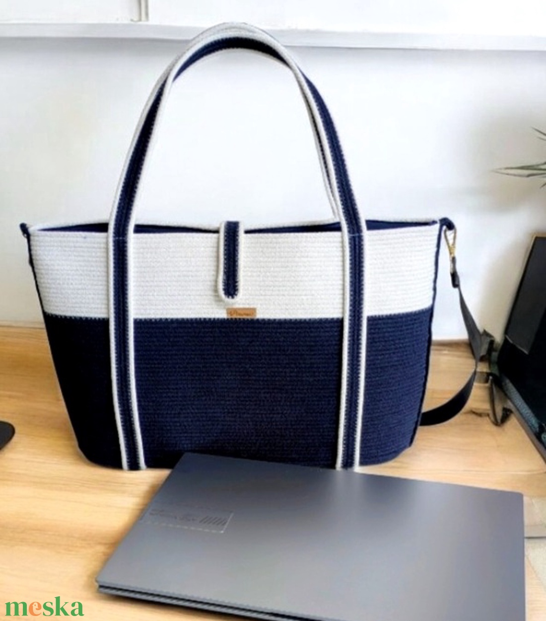 Zsinórfonalból készült Bélelt laptop táska,cipzáras zsebbel és + vízhatlan Tasakkal   - táska & tok - laptoptáska, laptop hátizsák - Meska.hu