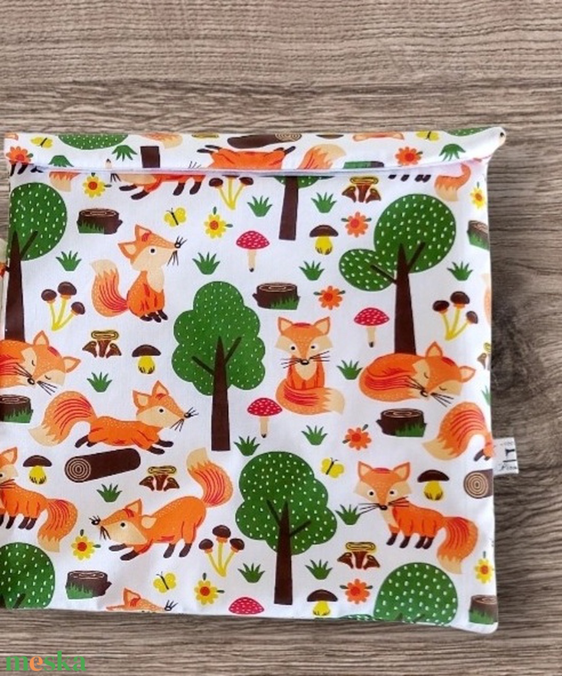  Uzsonnás tasak rókás  Pul béléssel zero waste csomagolás - táska & tok - uzsonna- & ebéd tartó - szendvics csomagoló - Meska.hu