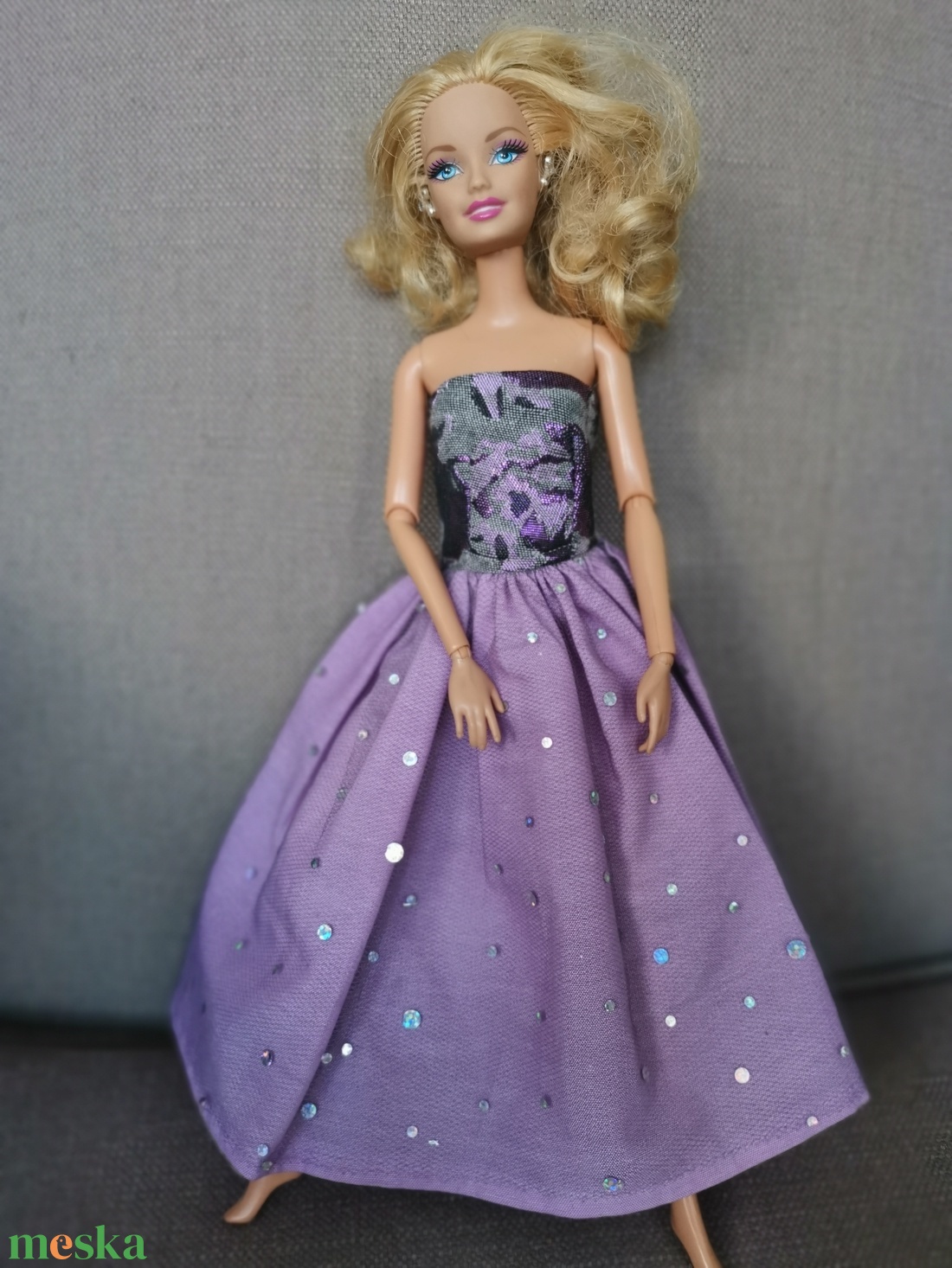 Barbie lila alkalmi selyem, brokát és tüll babaruha  - játék & sport - baba & babaház - babaruha, babakellék - Meska.hu