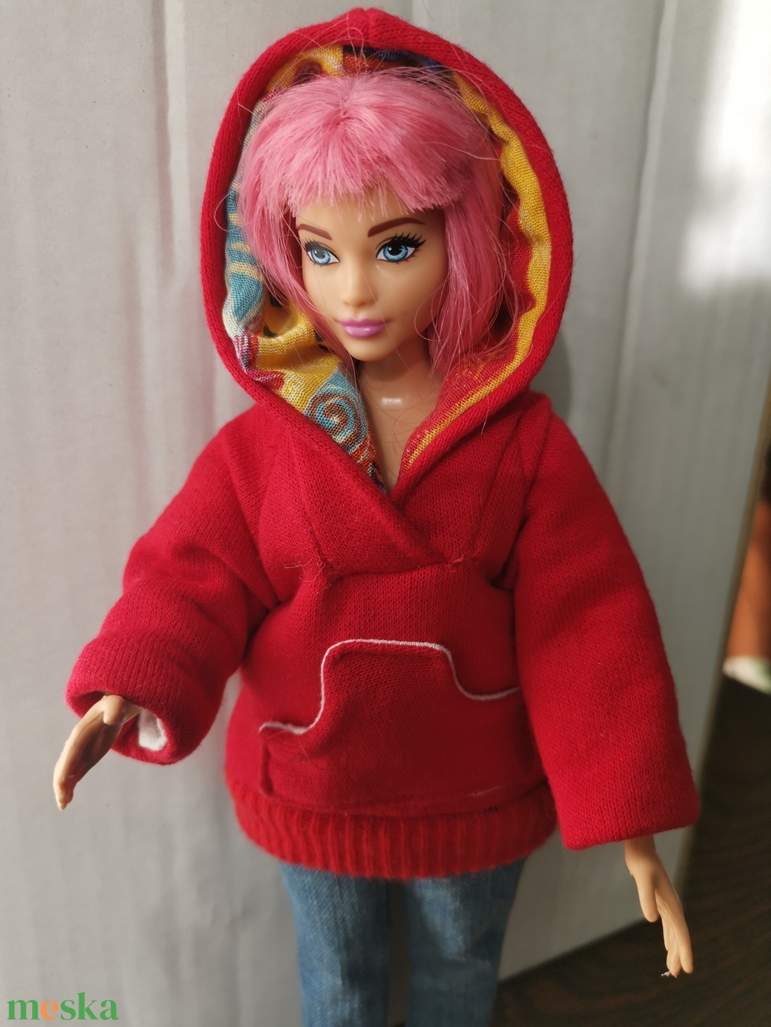 Barbie babaruha molett babára- zsebes kapucnis bélelt kabát - játék & sport - baba & babaház - babaruha, babakellék - Meska.hu