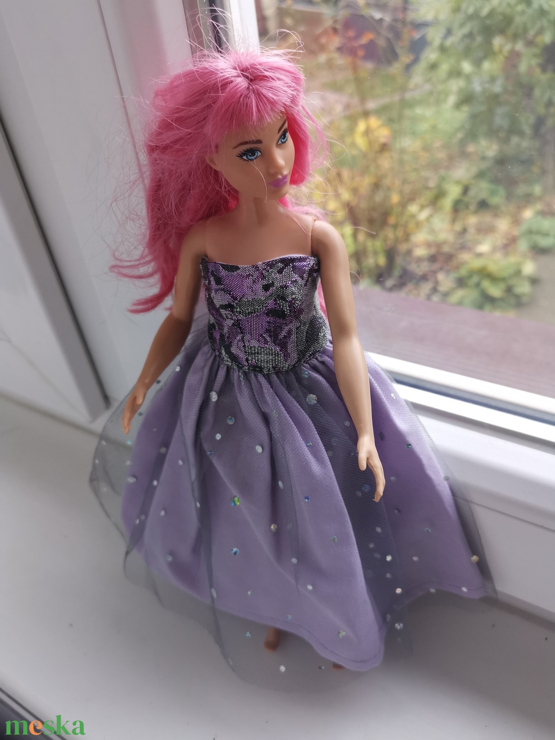 Barbie és molett Barbie lila alkalmi selyem, brokát és tüll babaruha  - játék & sport - baba & babaház - babaruha, babakellék - Meska.hu