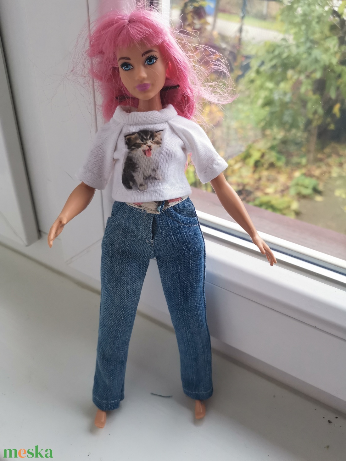 Molett Barbie babaruha farmer nadrág - játék & sport - baba & babaház - babaruha, babakellék - Meska.hu