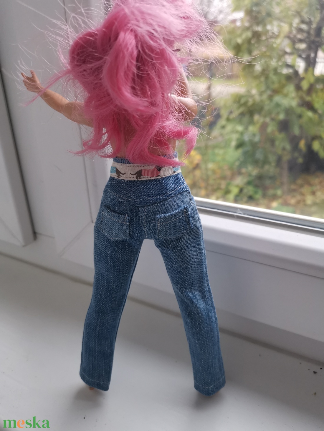 Molett Barbie babaruha farmer nadrág - játék & sport - baba & babaház - babaruha, babakellék - Meska.hu