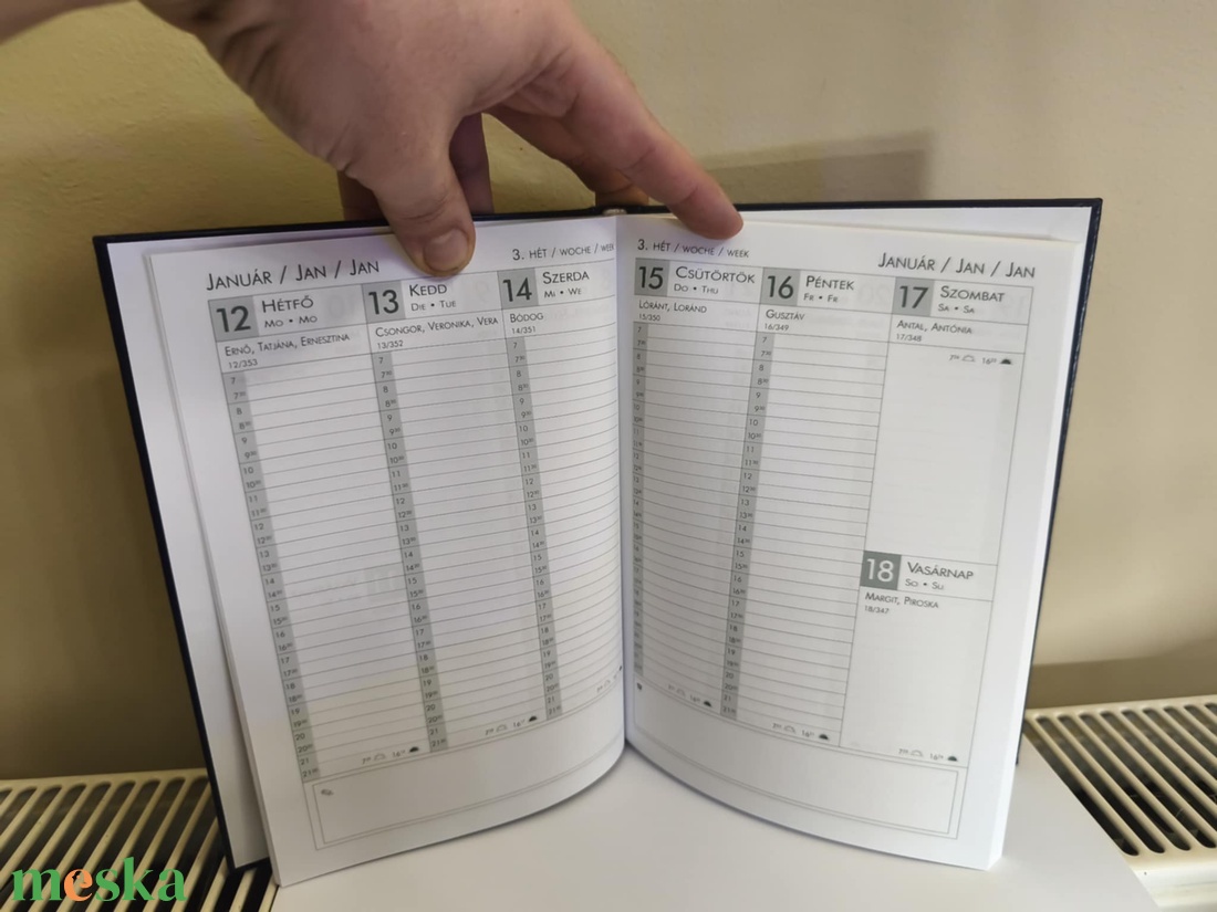 2026-os mandalás naptár kék alapon zöld díszítéssel (kézzel festve) - otthon & életmód - papír, írószer - naptár & tervező - Meska.hu