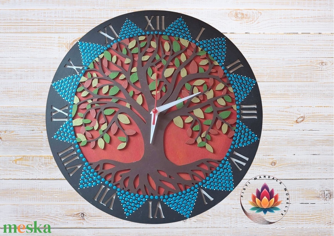 Mandala falióra életfával, 36 cm - otthon & életmód - dekoráció - fali és függő dekoráció - falióra & óra - Meska.hu