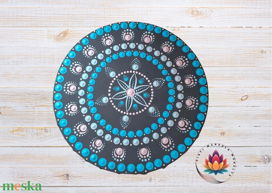 Csillagrezgés mandala kék-kékezüst színekkel (30 cm) - otthon & életmód - dekoráció - spiritualitás - mandala - Meska.hu