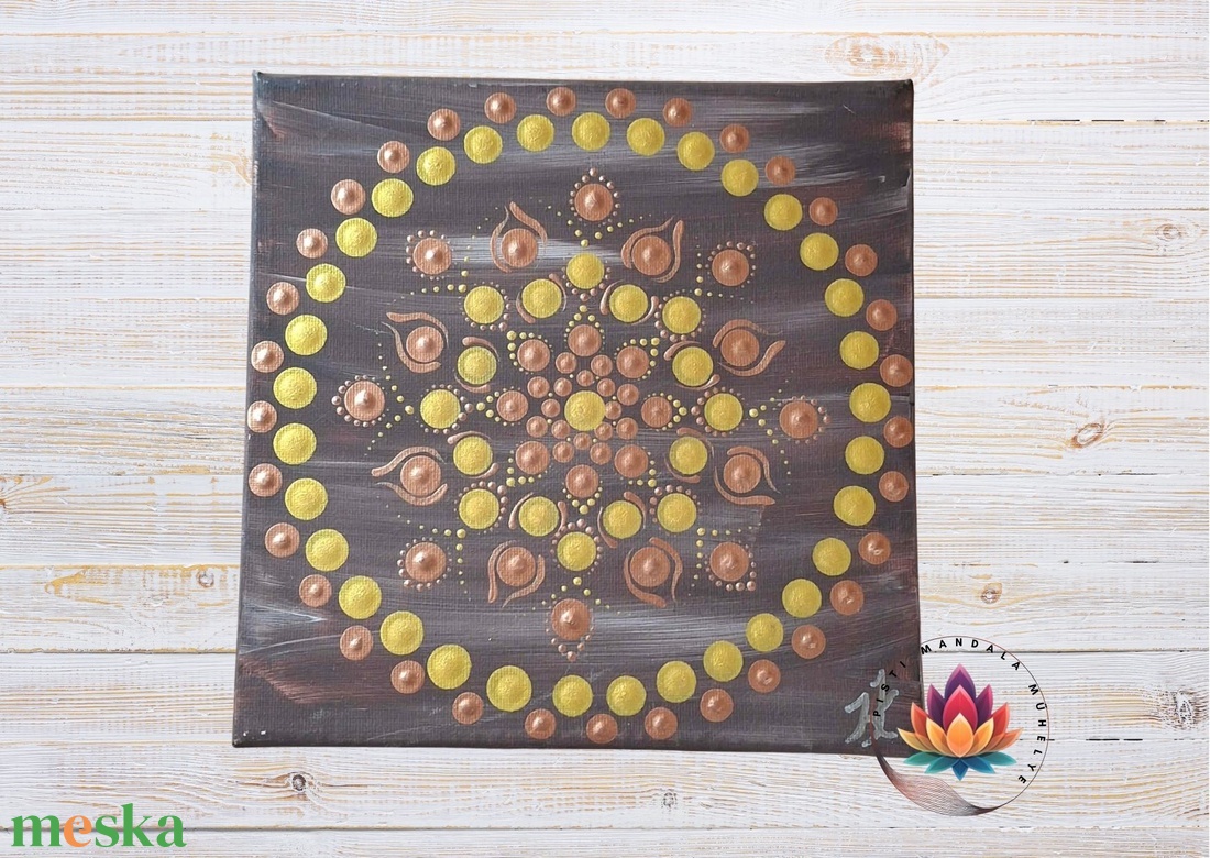 Fény és föld egysége mandala arany és bronz színekkel (20x20 cm) - otthon & életmód - dekoráció - spiritualitás - mandala - Meska.hu