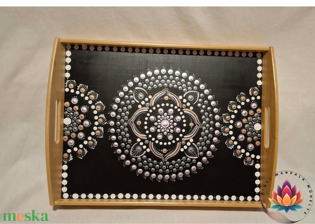 Mandalás tálca ( 44x35 cm) - otthon & életmód - konyhafelszerelés, tálalás - tálalás - tálca - Meska.hu