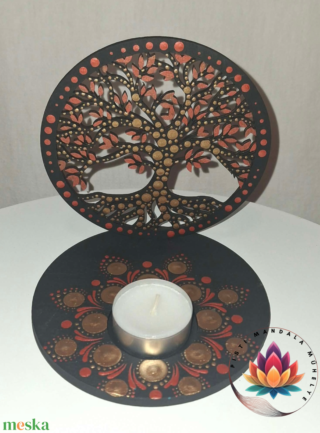 Életfás árnyéklámpa - 12 cm - otthon & életmód - gyertya, illat, aroma - mécses és mécsestartó - Meska.hu