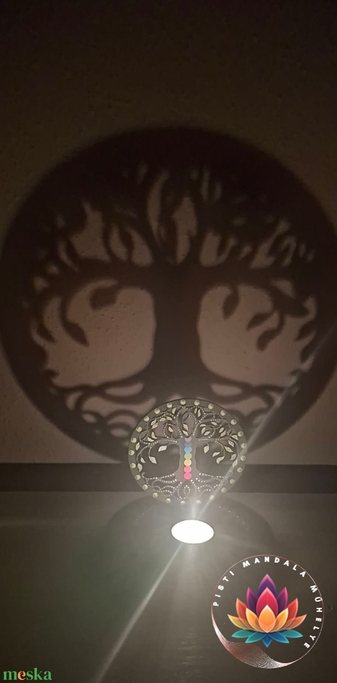 Életfás árnyéklámpa (arany) - 12 cm - otthon & életmód - gyertya, illat, aroma - mécses és mécsestartó - Meska.hu