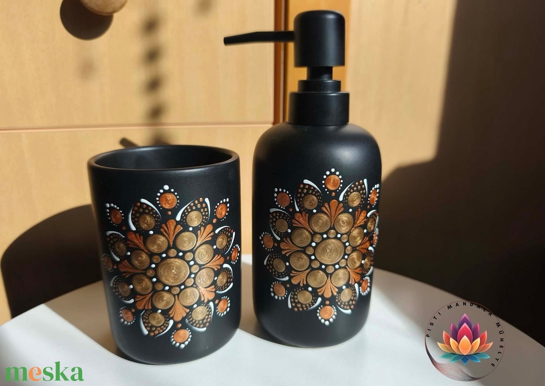 Fürdőszobai szett (mandalás) - otthon & életmód - fürdőszoba - szappantartó - Meska.hu