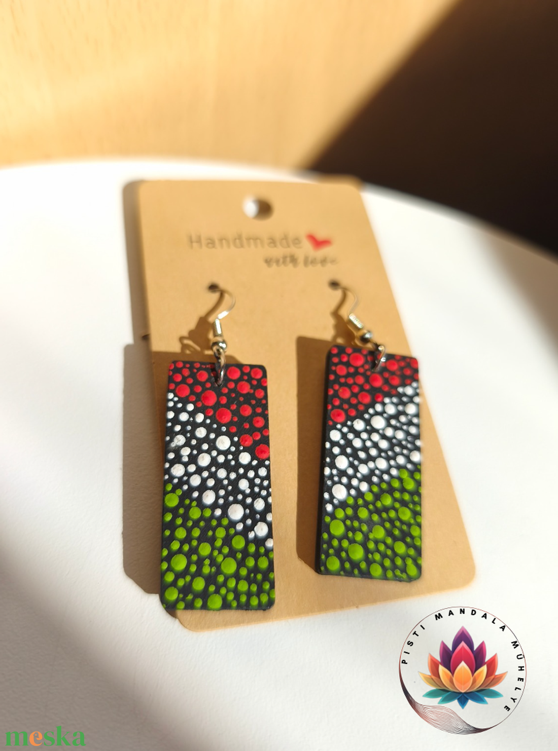 Fa fülbevaló (nemzeti színű 1) - ékszer - fülbevaló - lógó fülbevaló - Meska.hu