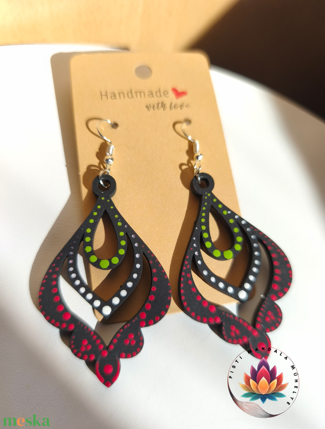 Fa fülbevaló (nemzeti színű 6) - ékszer - fülbevaló - lógó fülbevaló - Meska.hu