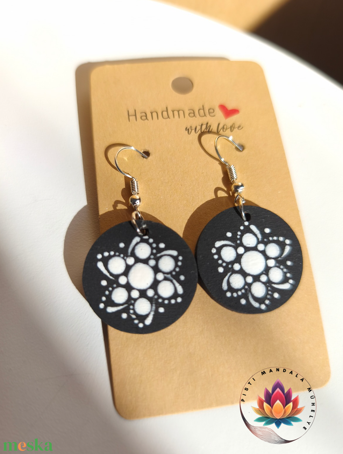 Fa fülbevaló (kör alakú) - ékszer - fülbevaló - lógós kerek fülbevaló - Meska.hu