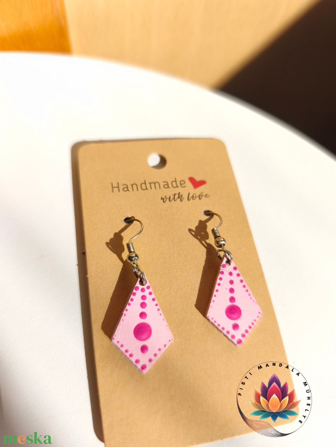 Fa fülbevaló (rózsaszín gyémánt) - ékszer - fülbevaló - lógó fülbevaló - Meska.hu