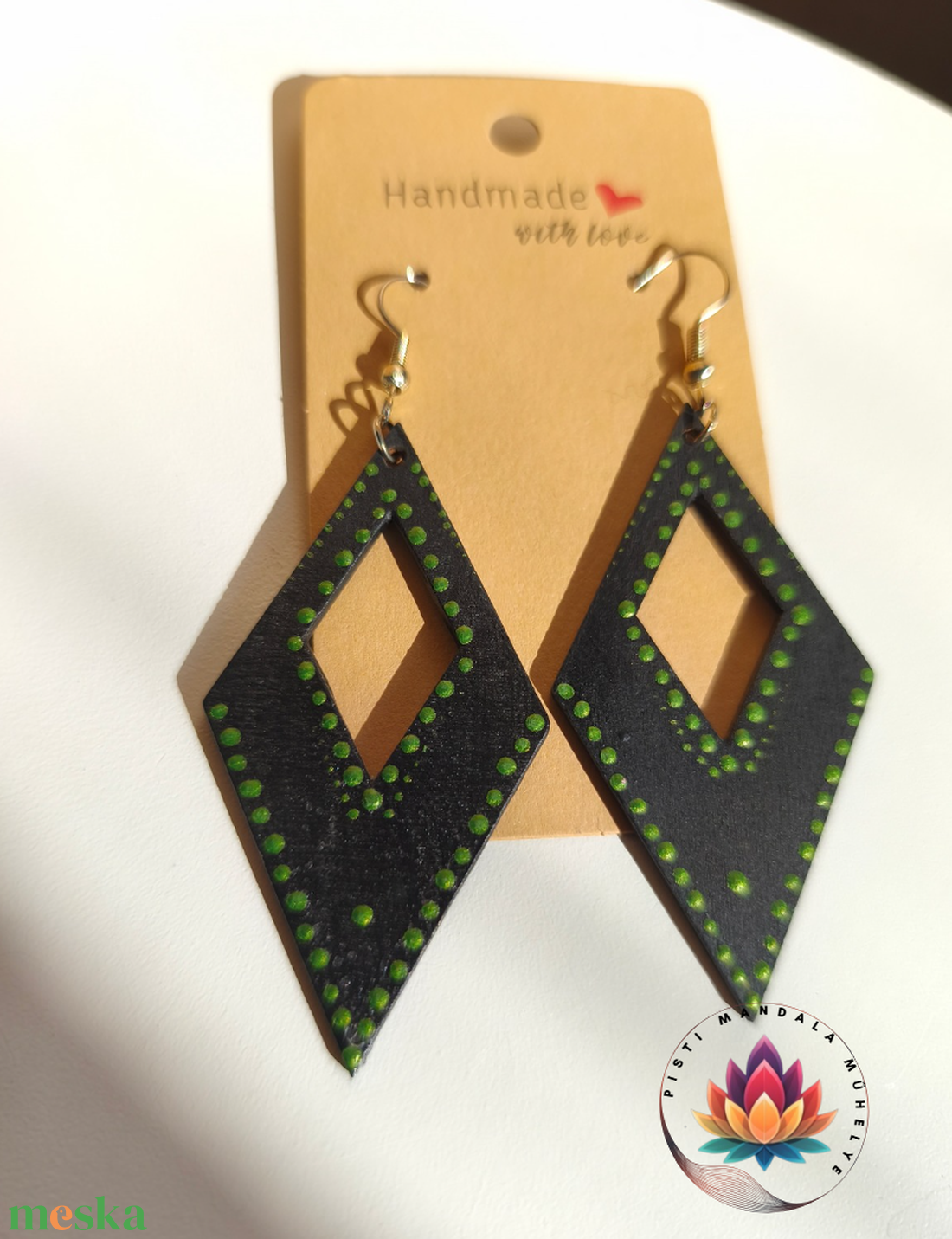 Fa fülbevaló (rombusz) - ékszer - fülbevaló - lógó fülbevaló - Meska.hu