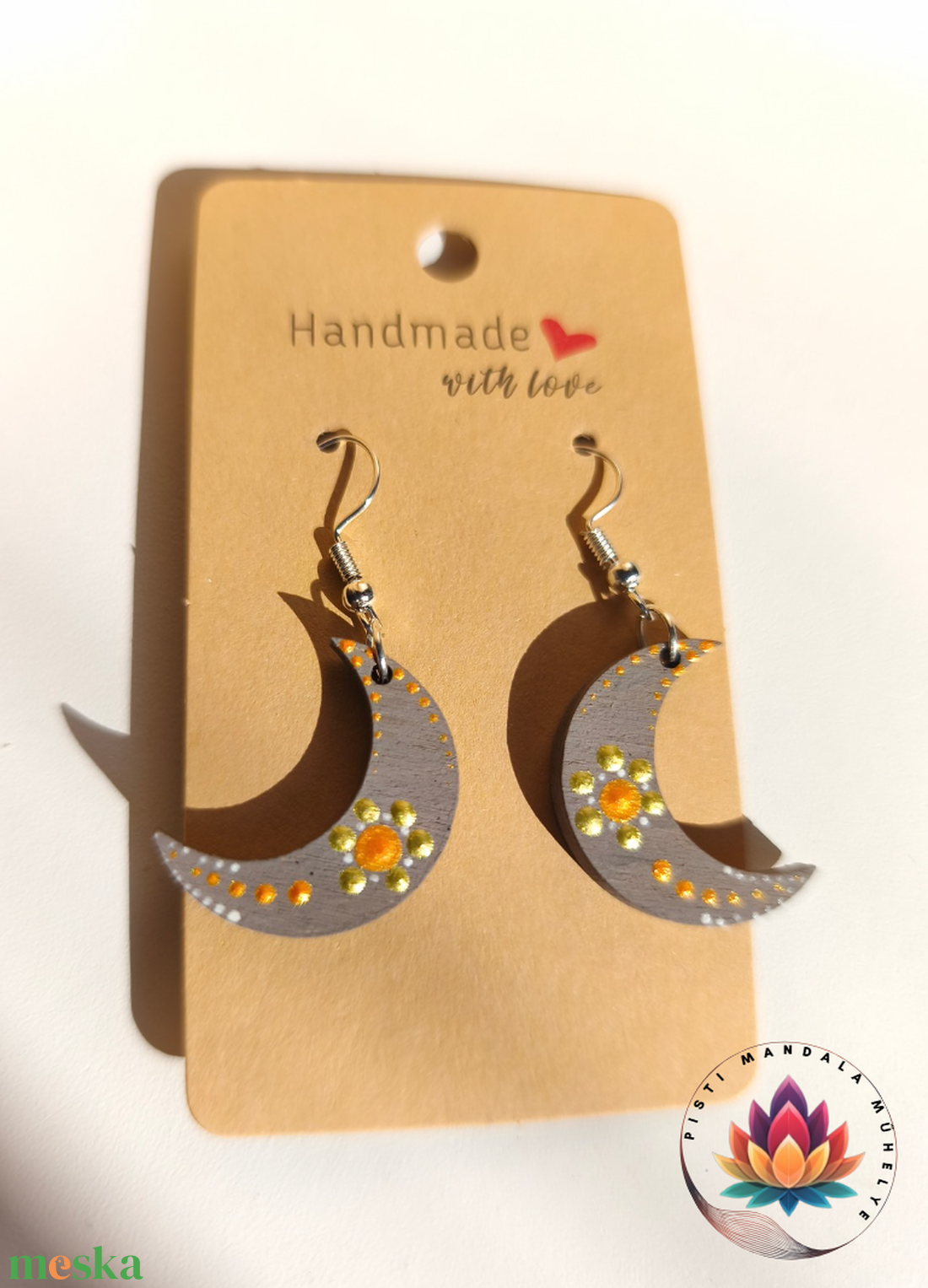 Fa fülbevaló (hold) - ékszer - fülbevaló - lógó fülbevaló - Meska.hu