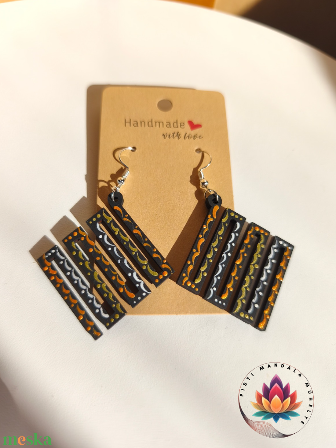 Fa fülbevaló (négyzet harmonika) - ékszer - fülbevaló - lógó fülbevaló - Meska.hu