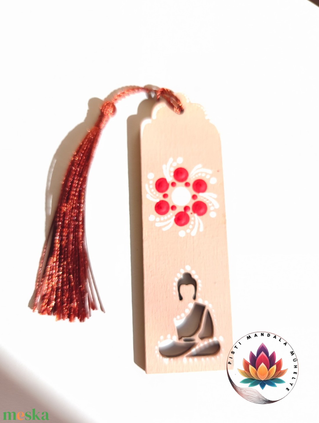 Buddhás könyvjelző (magenta, fehér)  - könyv & zene - könyvjelző - Meska.hu