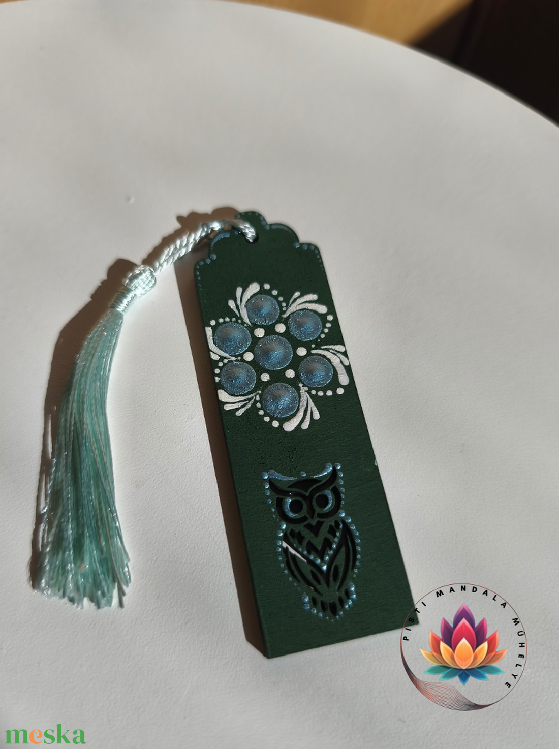 Baglyos könyvjelző (kékezüst,fehér)  - könyv & zene - könyvjelző - Meska.hu