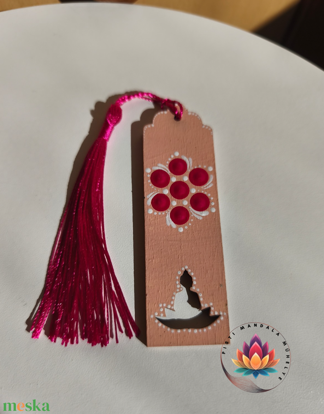 Buddhás könyvjelző (púder, magenta, fehér)  - könyv & zene - könyvjelző - Meska.hu