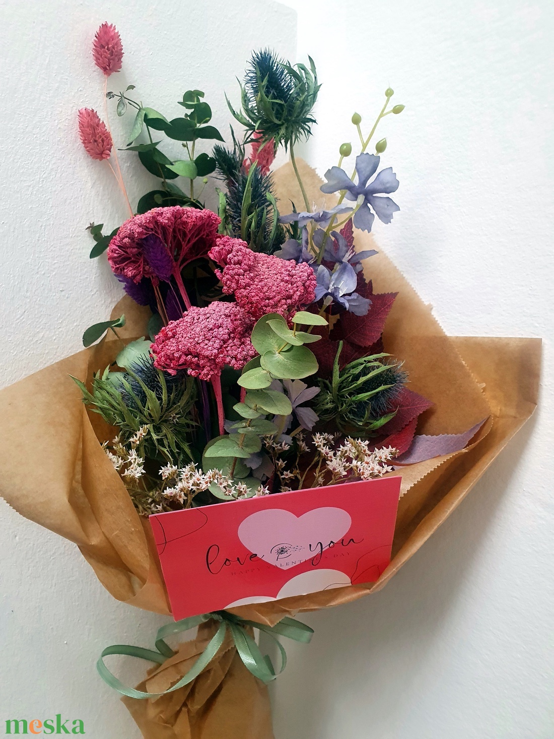 Örök Csokor rózsaszín-lila színben - otthon & életmód - dekoráció - virágdísz és tartó - csokor & virágdísz - Meska.hu